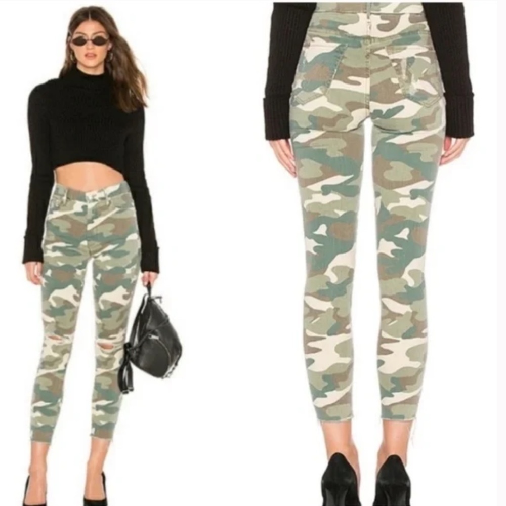 Mother High Waisted Looker Ankle Fray Camo Jeans sz27 - Picture 2 of 14